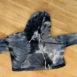 Blue Tye Dye Cropped Hoodie